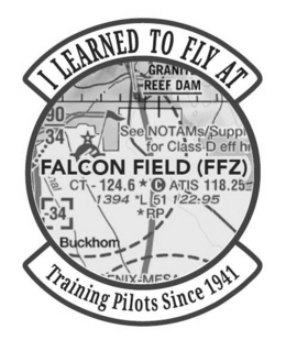 I LEARNED TO FLY AT FALCON FIELD (FFZ) TRAINING PILOTS SINCE 1941 GRANITE REEF DAM 90 34 SEE NOTAMS SUPPL FOR CLASS-D EFF H CT-124.6 C ATIS 118.25 1394 *L 51 122.95 *RP -34 BUCKHOM FNIX-MESA trademark