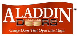 A LADDIN D RS GARAGE DOORS THAT OPEN LIKE MAGIC trademark