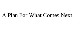 A PLAN FOR WHAT COMES NEXT trademark