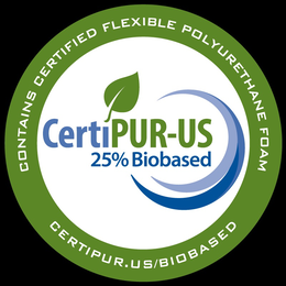 CERTIPUR-US 25% BIOBASED CONTAINS CERTIFIED FLEXIBLE POLYURETHANE FOAM CERTIPUR.US/BIOBASED trademark