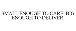 SMALL ENOUGH TO CARE. BIG ENOUGH TO DELIVER. trademark