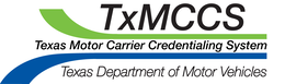 TXMCCS TEXAS MOTOR CARRIER CREDENTIALING SYSTEM TEXAS DEPARTMENT OF MOTOR VEHICLES trademark