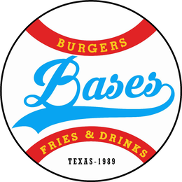 BASES BURGERS FRIES & DRINKS TEXAS-1989 trademark