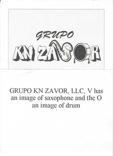 GRUPO KN ZAVOR, IN THE WORD ZAVOR, THE V HAS AN IMAGE OF A SAXOPHONE AND THE O HAS AN IMAGE OF A DRUM. trademark