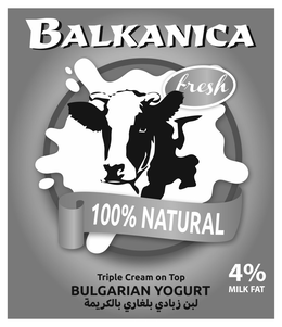 BALKANICA FRESH 100% NATURAL TRIPLE CREAM ON TOP 4% MILK FAT BULGARIAN YOGURT trademark