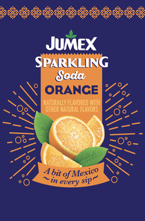 JUMEX SPARKLING SODA ORANGE NATURALLY FLAVORED WITH OTHER NATURAL FLAVORS A BIT OF MEXICO ~IN EVERY SIP~ trademark