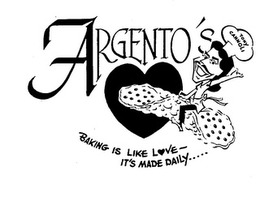ARGENTO'S TONY CANNOLI BAKING IS LIKE LOVE –  IT'S MADE DAILY ..... trademark