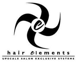 E HAIR ELEMENTS UPSCALE SALON EXCLUSIVE SYSTEMS trademark