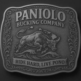 PANIOLO BUCKING COMPANY RIDE HARD, LIVE PONO trademark