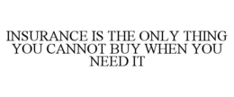 INSURANCE IS THE ONLY THING YOU CANNOT BUY WHEN YOU NEED IT trademark