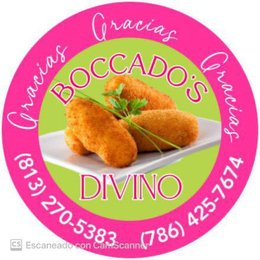 BOCCADO'S DIVINO GRACIAS GRACIAS GRACIAS  813-270-5383  786-425-7674 trademark