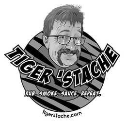 TIGER’STACHE RUB. SMOKE. SAUCE. REPEAT. TIGERSTACHE.COM trademark