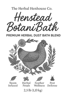 THE HERBAL HENHOUSE CO. HENSTEAD BOTANIBATH PREMIUM HERBAL DUST BATH BLEND NEEM INFUSED HERBAL PETALS FEATHER WELLNESS PEST DEFENSE 2,5 LB (1,13 KG) trademark