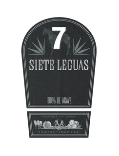 7 SIETE LEGUAS 100% DE AGAVE ENSAMBLE ARTESANAL TAHONA Y TRAPICHE trademark