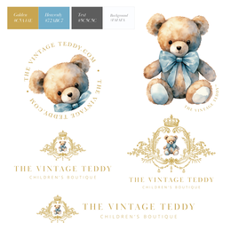 GOLDEN #C5A44E THE VINTAGE TEDDY CHILDREN'S BOUTIQUE  -  THE VINTAGE TEDDY.COM, HEAVENLY #72ABC7  THE VINTAGE TEDDY BEAR BOW AND ACCENTS trademark