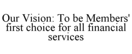 OUR VISION: TO BE MEMBERS' FIRST CHOICE FOR ALL FINANCIAL SERVICES trademark