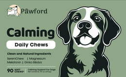 PAWFORD CALMING DAILY CHEWS CLEAN AND NATURAL INGREDIENTS SERENICHEW | MAGNESIUM | MELATONIN | GINKO BILOBA 90 SOFT CHEWS | CALMING SUPPORT FOR DOGS NET CONTENTS: 9.5 OZ (270G) trademark