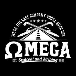WE'RE THE LAST COMPANY YOU'LL EVER USE OMEGA EST. SEALCOAT AND STRIPING 2023 trademark
