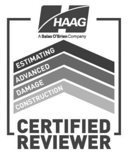 H HAAG A SALAS O'BRIEN COMPANY ESTIMATING ADVANCED DAMAGE CONSTRUCTION CERTIFIED REVIEWER trademark