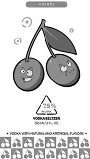 CHERRY 7.5% ALC/VOL VODKA SELTZER 355 ML/12 FL. OZ. VODKA WITH NATURAL AND ARTIFICIAL FLAVORS trademark