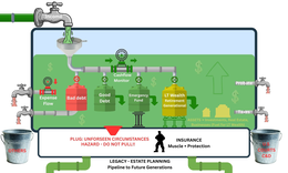 INCOME CASHFLOW MONITOR BAD DEBT GOOD DEBT EMERGENCY FUND LT WEALTH RETIREMENT GENERATIONAL ASSETS INVESTMENTS, REAL ESTATE, BUSINESSES (FUEL FOR LT WEALTH) EXPENSE FLOW PROBATE TAXES OTHERS US COURTS C&D PLUG: UNFORSEEN CIRCUMSTANCES HAZARD – DO NOT PULL!! INSURANCE MUSCLE + PROTECTION LEGACY – ESTATE PLANNING PIPELINE TO FUTURE GENERATIONS trademark