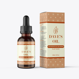 PLANT BASED SOBRE EL CABELLO LIMPIO SECO MASAJEE SUAVEMENTE PARA ASEGURA OBTENER R MEJORES RESULTADOS ÚSELO INGREDIENTS: RICINUS COMMUNIS S SEED OIL ELAEIS OLEIFERA ROSMARINUS OFFICINALIS LEAF OIL CITRUS LIMON PEEL OIL . MELALEUCA ALTERNIFOLIA LEAF OIL SYZYGIUMAROMATICAMBUD C1 DAVE'S OIL HAIR-GROWTH OIL FOR WOMEN 60ML 2FL OZ ENGLISH: DRY HAIR. MASSAGE GENTLY TO ENSURE FULL ABSORPTION. FOR BEST RESULTS, USE CONSISTENTLY. FRENCH (FRANÇAIS): APPLIQUEZ QUELQUES C GOUTTES CHAQUE JOURSUR DESCHEWEUXPROPRESET SECS. MASSEZ DOUCEMENT POUR NE ABSORPTION N COMPLÈTE. POUR DE MEILLEURS RÉSULTATS, UTILISEZ RÉGULIÈREMENT. SPANISH (ESPAÑOL): APLIQUE UNAS GOTAS DIARIAMENTE UNA ABSORCIÓN COMPLETA. PARA CON CONSTANCIA. DAVE'S OIL HAIR-GROWTH OIL FOR WOMEN PLANT BASED 60ML 2FL OZ DIRECTIONS FOR USE APPLYA FEW DROPS DAILY TO CLEAN, trademark