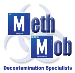 METH MOB DECONTAMINATION SPECIALISTS 24/7 365 COVERING UTAH 801-318-1583 1 CALL INFO@METHMOB.COM trademark