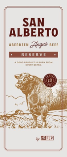 SAN ALBERTO ABERDEEN ANGUS BEEF RESERVE A GOOD PRODUCT IS BORN FROM  EVERY DETAIL  GRADED BEEF  BY FLP trademark