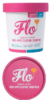 REGULAR SUPER FLO ORGANIC COTTON TAMPONS 16 NON-APPLICATOR 8 REGULAR 8 SUPER MADE WITH 100% ORGANIC COTTON FLO ORGANIC COTTON NON-APPLICATOR TAMPONS trademark