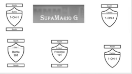 SUPAMARIO G NORTH BATTLE 1-ON-1 SOUTH NORTH 1-ON-1 BATTLE 101 SOUTH NORTH 1-ON-1 FREESTYLE 101 SOUTH SOUTH CALIFAS 1-ON-1 NORTH CALIFAS 1-ON-1 trademark