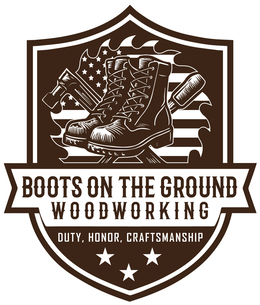 BOOTS ON THE GROUND WOODWORKING DUTY, HONOR, CRAFTSMANSHIP trademark