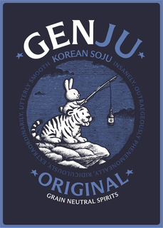 GENJU, KOREAN SOJU, ORIGINAL, GRAIN NEUTRAL SPIRITS, INSANELY, OUTRAEGEOUSLY PHENEMONEALLY, RIDICULOUSLY, EXTRAORDINARILY, UTTERLY SMOOTH trademark