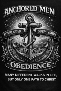 ANCHORED MEN SURRENDER SUBMISSION OBEDIENCE MANY DIFFERENT WALKS IN LIFE, BUT ONLY ONE PATH TO CHRIST. trademark