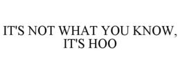IT'S NOT WHAT YOU KNOW, IT'S HOO trademark