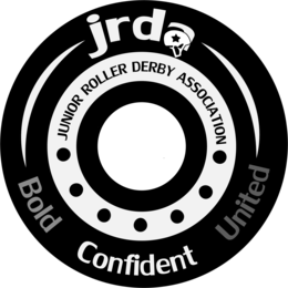 JRDA JUNIOR ROLLER DERBY ASSOCIATION BOLD CONFIDENT UNITED trademark