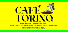CT CAFE TORINO CAFE MOLIDO GROUND COFFEE 100% PURO CAFE ESPRESSO 100% PURE ESPRESSO COFFEE PESO NETO/NET WT 8.8 OZ (250G) trademark