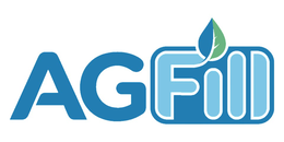 THE WORDING “AGFILL,” WITH “AG” APPEARING IN BLUE STYLIZED LETTERS TO THE LEFT OF “FILL,” WHICH APPEARS IN BLUE STYLIZED LETTERS WITHIN A ROUNDED RECTANGULAR BLUE OUTLINE. A STYLIZED LEAF DESIGN IN BLUE AND GREEN APPEARS ABOVE THE LETTER “I” IN “FILL” trademark