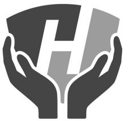 A PAIR OF HANDS HOLDING A SHIELD WITH THE LETTER H ON THE SHIELD trademark