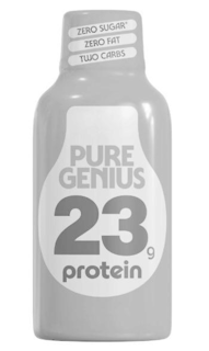 PURE GENIUS 23 G PROTEIN ZERO SUGAR* ZERO FAT TWO CARBS trademark
