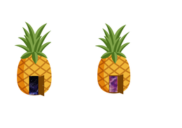THE IMAGE PICTURED IS TWO (2) VERSIONS OF THE PINEAPPLE HOUSE PLATFORMS CREATIVE AGENCY, PINEAPPLE LOGO. THE ONE (1) AT-A-TIME IN USE, PINEAPPLE LOGO IS THE MAIN LOGO FOR PINEAPPLE HOUSE PLATFORMS CREATIVE AGENCY. THE PINEAPPLE IS YELLOW WITH A TWO-TONED GREEN CROWN, AND BROWN PINEAPPLE MARKINGS. IT ALSO FEATURES AN OPEN DOOR WITH PURPLISH, GALAXY OR COSMOS FEATURES. IT IS AN OPEN DOOR PORTAL TO THE COSMOS OR INTERSTELLAR GALAXIES. THERE IS ALSO AN ALTERNATE VERSION WITH THE MAIN PINEAPPLE LOGO SURROUNDED BY A ROCKET SHIP, ASTRONAUT, AND ROTATION OF PLANETS. IT IS IMPORTANT TO NOTE THAT THE IMAGE ABOVE IS TWO (COLOR DOOR) VERSIONS OF THE SAME ONE (1) LOGO. THERE ARE NOT TWO PINEAPPLES IN THE LOGO, ONLY ONE (1). trademark
