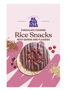 DELICIOUS WELLNESS AL QUI MIA CHOCOLATE COVERED RICE SNACKS WITH QUINOA AND FLAXSEED trademark