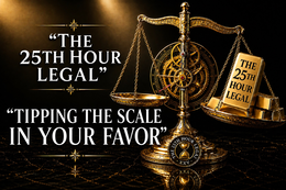 "THE 25TH HOUR LEGAL" "TIPPING THE SCALE IN YOUR FAVOR" trademark