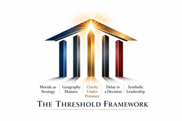 MORALE AS STRATEGY GEOGRAPHY MATTERS CLARITY UNDER PRESSURE DELAY IS A DECISION SYMBOLIC LEADERSHIP THE THRESHOLD FRAMEWORK trademark