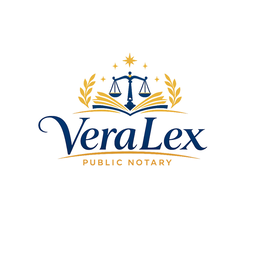 STYLIZED WORD MARK: “VERALEX”DESCRIPTIVE WORDING: “PUBLIC NOTARY” OPEN BOOK DESIGN, BALANCED SCALES OF JUSTICE LAUREL BRANCHES, ONE LARGE STAR AND SEVERAL SMALLER STARS CURVED ORNAMENTAL LINES trademark
