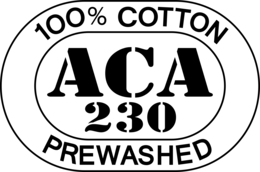 100% COTTON ACA 230 PREWASHED trademark