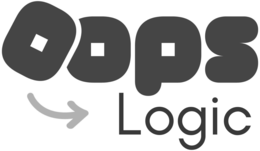 THE MARK CONSISTS OF THE STYLIZED WORDING "OOPS LOGIC" DISPLAYED IN A DISTINCTIVE AND PLAYFUL DESIGN. THE WORD "OOPS" APPEARS IN LARGE, ROUNDED, LOWERCASE-STYLE PURPLE LETTERING ACROSS THE TOP OF THE DESIGN. THE FIRST LETTER "O" IS DEPICTED AS AN IRREGULAR, TILTED ROUNDED SQUARE CONTAINING A SMALLER WHITE SQUARE CUTOUT AT ITS CENTER, CREATING THE APPEARANCE OF A MISPLACED OR "OOPS" ELEMENT. THE SECOND LETTER "O" ALSO CONTAINS A CENTERED SQUARE CUTOUT. THE LETTERS FEATURE SOFT, EXAGGERATED CURVES AND UNEVEN SHAPES THAT CONVEY A SENSE OF SPONTANEITY, CREATIVITY, AND IMPERFECTION.BENEATH THE WORD "OOPS" APPEARS A CURVED, LIGHT-PURPLE ARROW POINTING FROM LEFT TO RIGHT, SUGGESTING MOVEMENT, CORRECTION, GUIDANCE, OR PROBLEM-SOLVING. THE ARROW VISUALLY CONNECTS THE UPPER AND LOWER PORTIONS OF THE DESIGN.TO THE RIGHT OF THE ARROW AND BELOW THE WORD "OOPS" APPEARS THE WORD "LOGIC" IN BLACK STYLIZED LETTERING. THE WORD IS RENDERED IN A CLEAN, MODERN SANS-SERIF STYLE WITH SMOOTH CURVES AND VARYING STROKE WIDTHS, CREATING A CONTRAST BETWEEN THE PLAYFUL APPEARANCE OF "OOPS" AND THE MORE STRUCTURED APPEARANCE OF "LOGIC." trademark