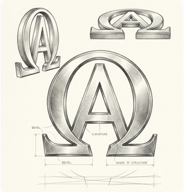 A STYLIZED DESIGN COMBINING THE GREEK LETTER ALPHA AND THE GREEK LETTER OMEGA. THE LETTER ALPHA IS CENTERED WITHIN THE CIRCULAR PORTION OF THE LETTER OMEGA. THE ENTIRE DESIGN IS RENDERED IN A THREE-DIMENSIONAL, BEVELED STYLE WITH SHADING. trademark