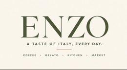 ENZO A TASTE OF ITALY, EVERY DAY. COFFEE · GELATO · KITCHEN · MARKET trademark