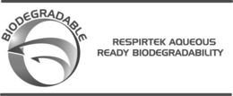 BIODEGRADABLE RESPIRTEK AQUEOUS READY BIODEGRADABILITY trademark