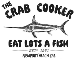 THE CRAB COOKER EAT LOTS A FISH ESTD 1951 NEWPORT BEACH, CAL. trademark